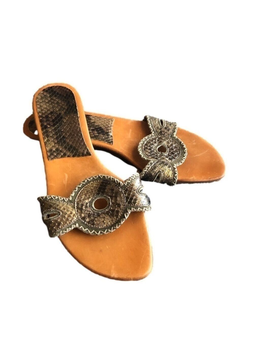 Cole Haan Collection Size 7 genuine python slide sandals. Made in Italy